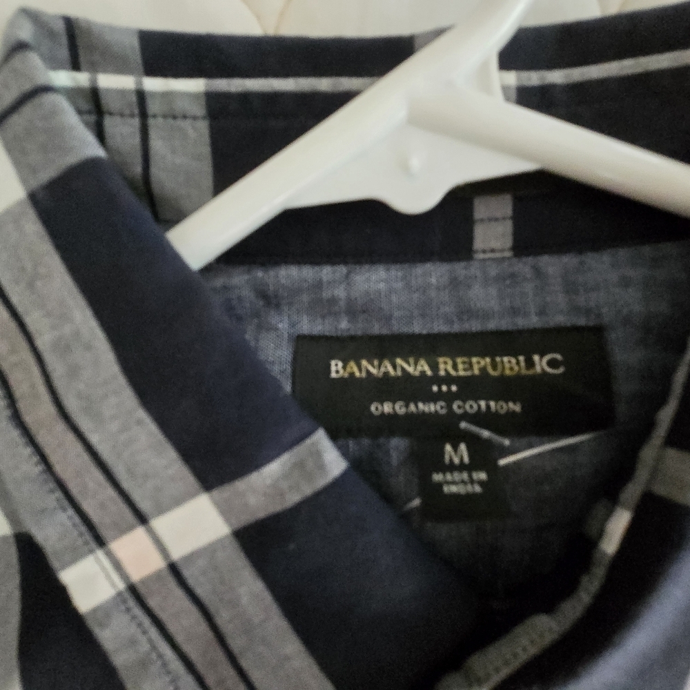 Banana Republic Untucked Slim Fit Shirt Mens M Plaid Button Up New Cuff Sleeve - Picture 6 of 8